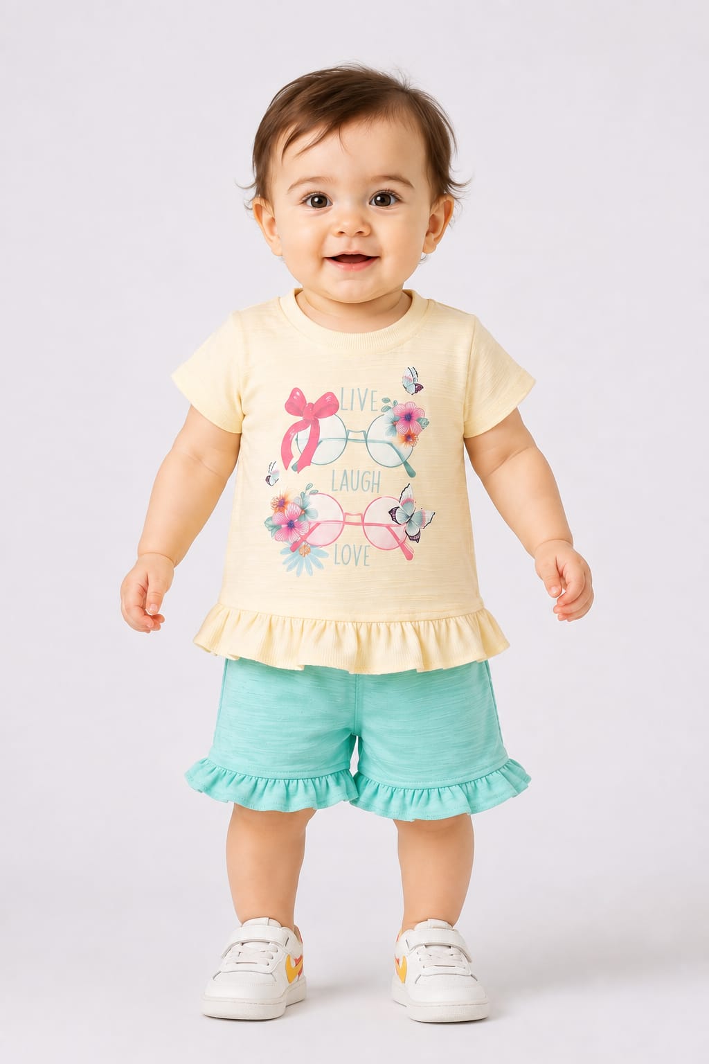Girls Ruffle Co-ord Set — Soft Cotton Summer Wear