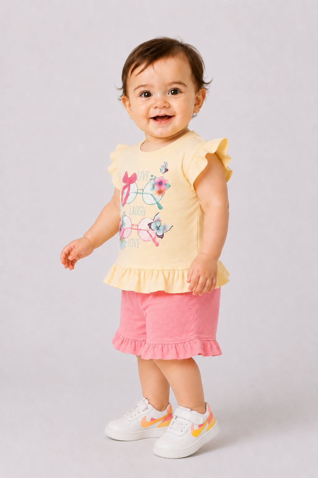 Girls Ruffle Co-ord Set — Soft  Summer Wear