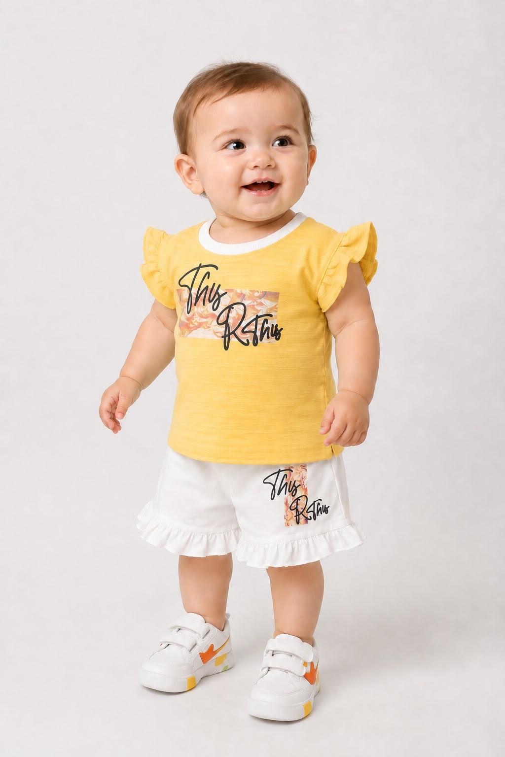 Girls Ruffle Co-ord Set — Soft  Summer Wear